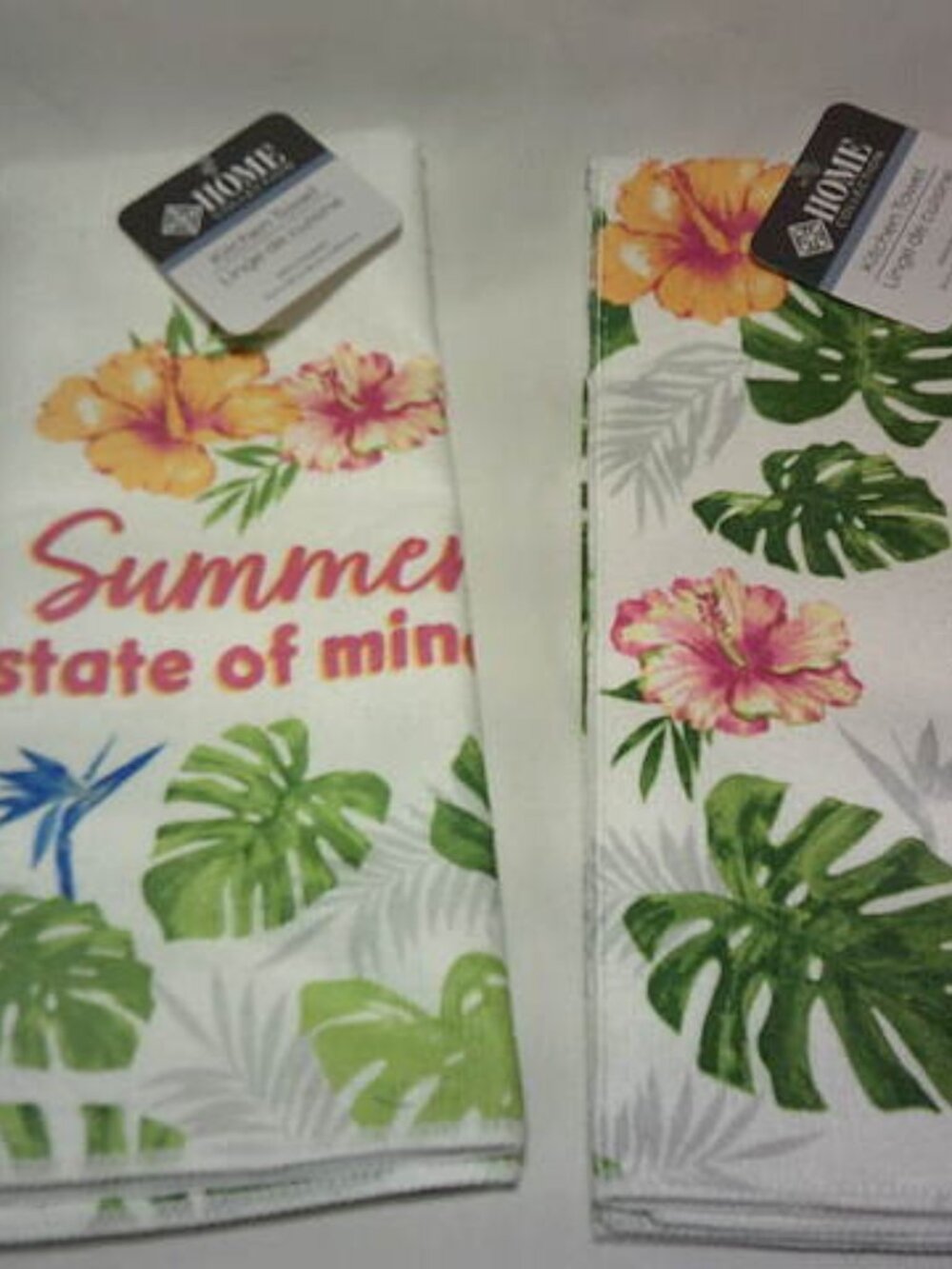 2 NEW HOME COLLECTION KITCHEN BATH SOFT HAND TOWELS SUMMER STAE OF MIND FLORAL